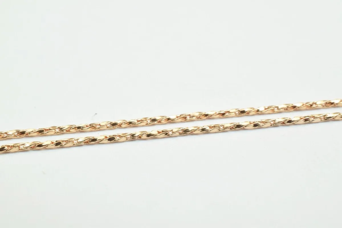 18K Rose Gold Filled Look, EP tarnish resistant Chain 17.5" Inches Long 1mm width 1mm Thickness CG247