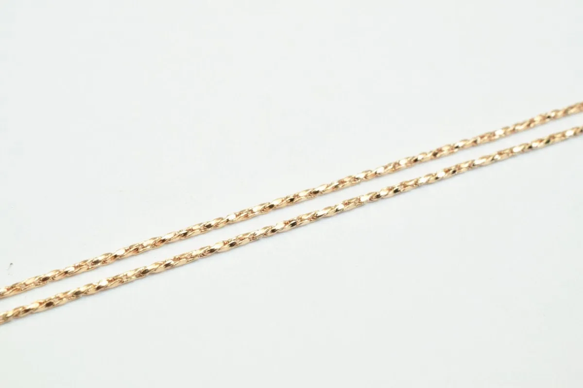 18K Rose Gold Filled Look, EP tarnish resistant Chain 17.5" Inches Long 1mm width 1mm Thickness CG247