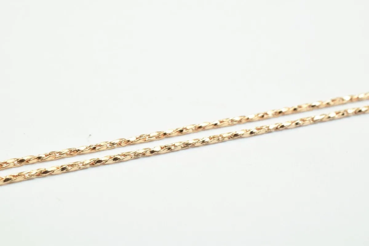 18K Rose Gold Filled Look, EP tarnish resistant Chain 17.5" Inches Long 1mm width 1mm Thickness CG247