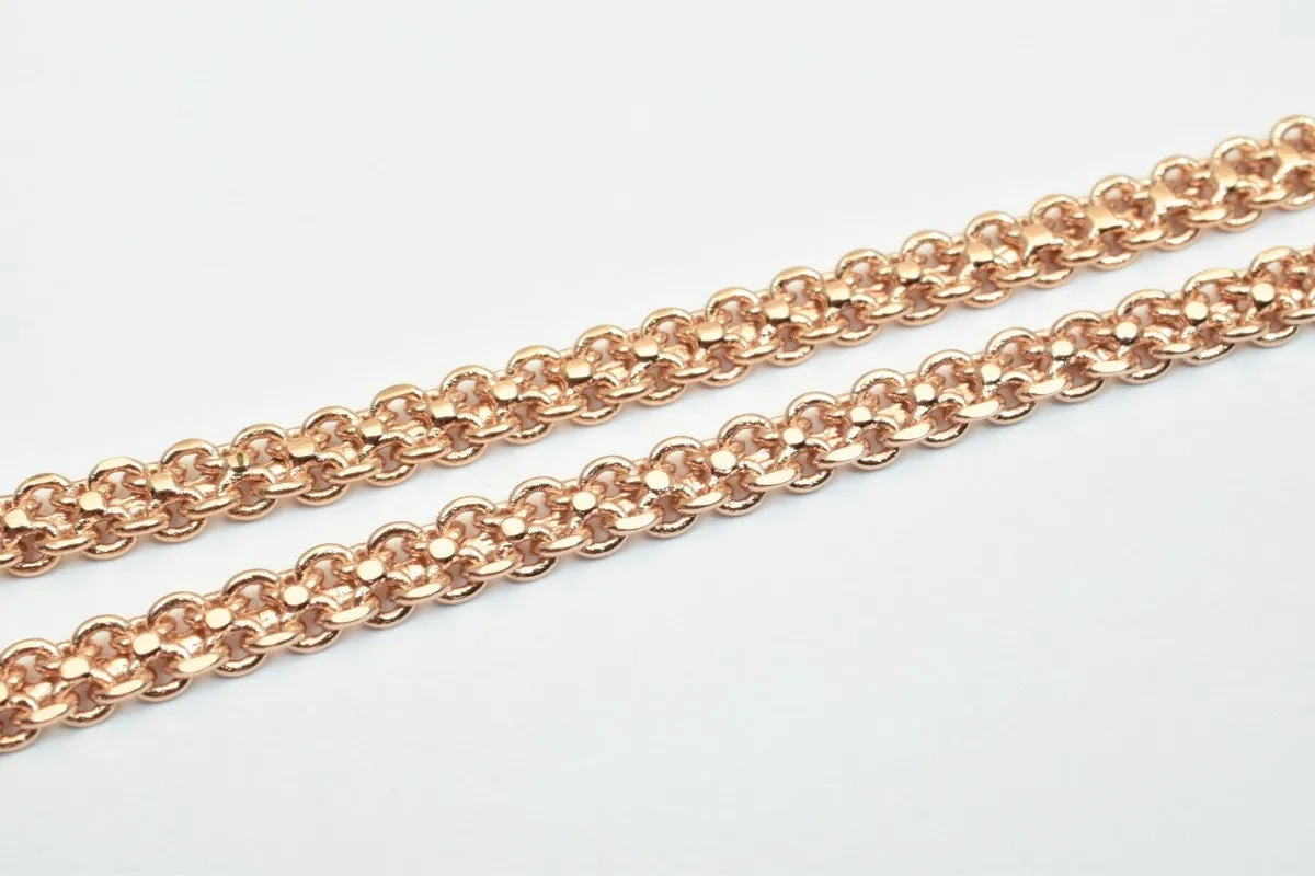 18K Rose Gold Filled Look, EP tarnish resistant Chain 19" Inches Long 4mm Width 2mmThickness CG235