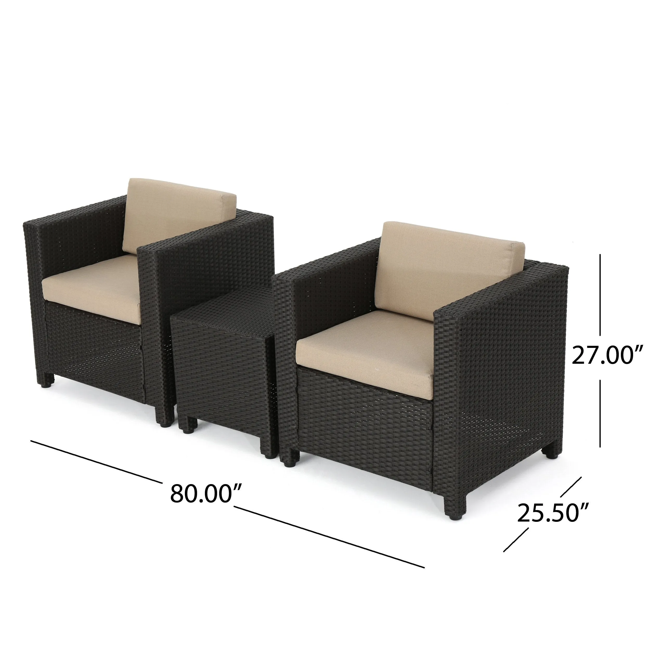 2-Seater Outdoor Chat Set with Side Table - NH686003