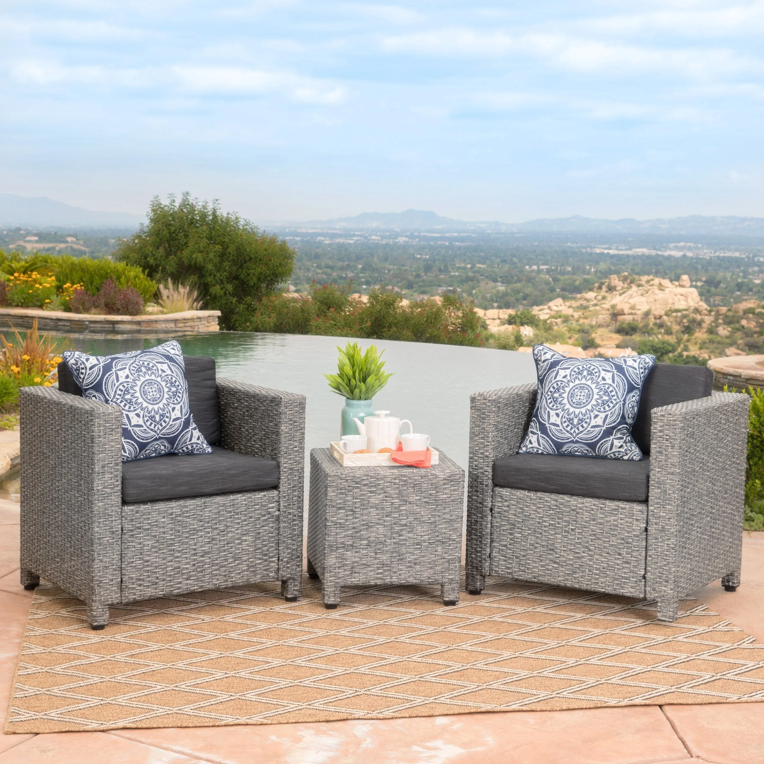 2-Seater Outdoor Chat Set with Side Table - NH686003