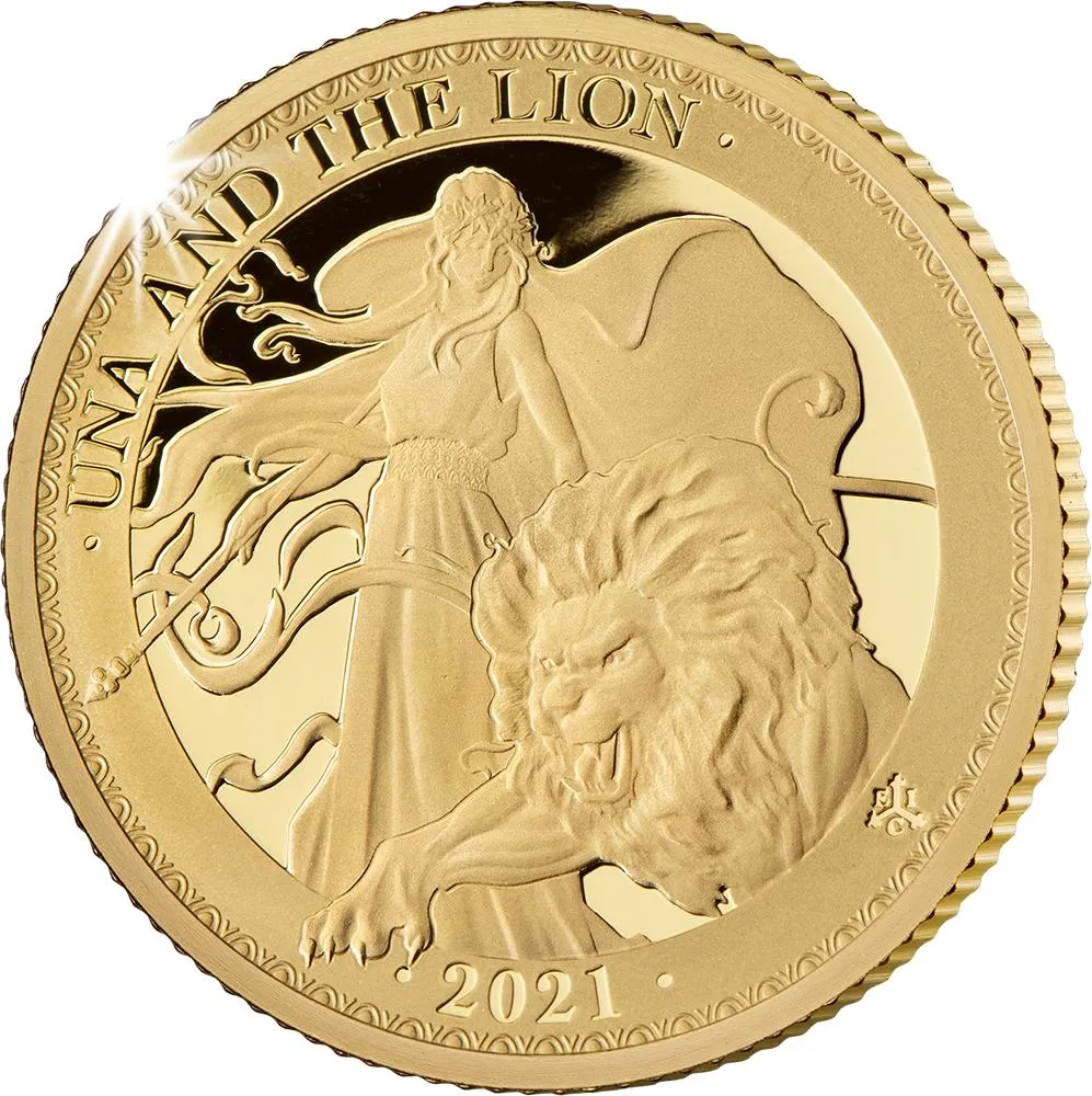 2021 Una & the Lion 1/4oz Gold Proof Coin