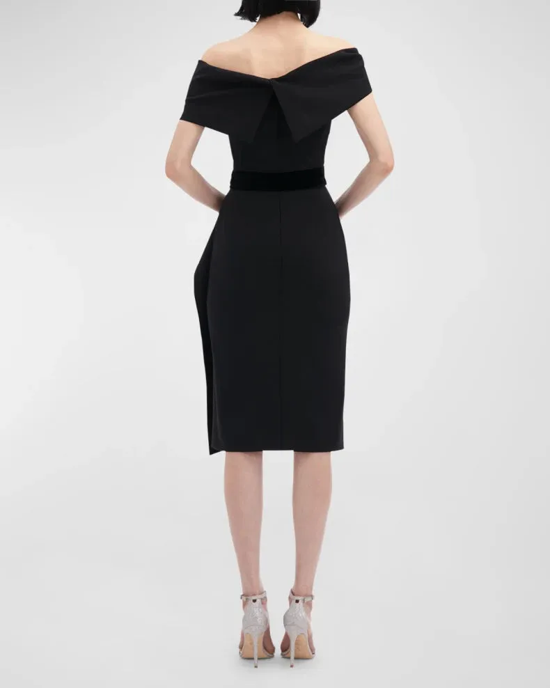 24FN616DSW Off the shoulder drape cocktail dress