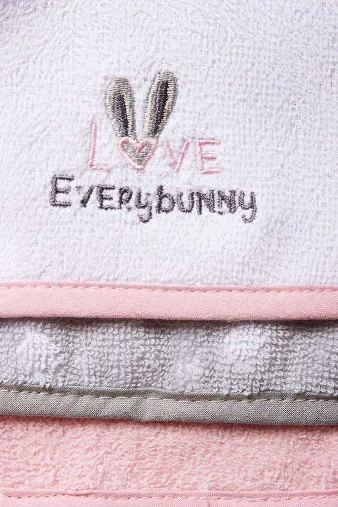 3 Pack Bunny Face Cloths Pink