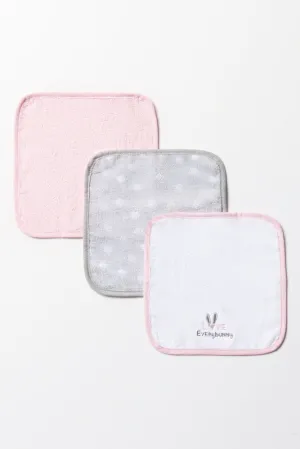 3 Pack Bunny Face Cloths Pink