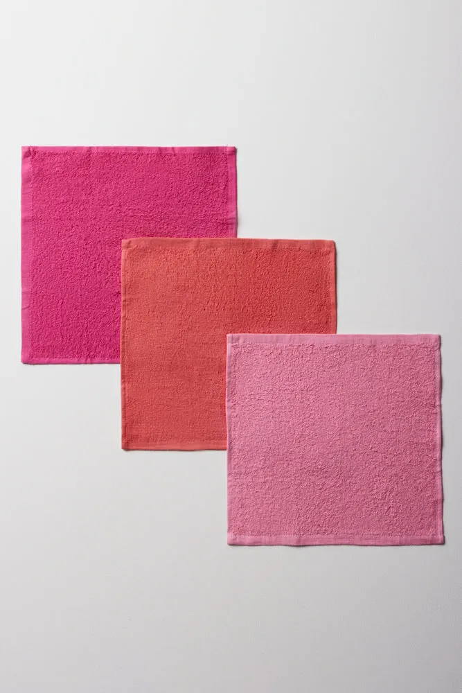 3 Pack Face Cloths Pink