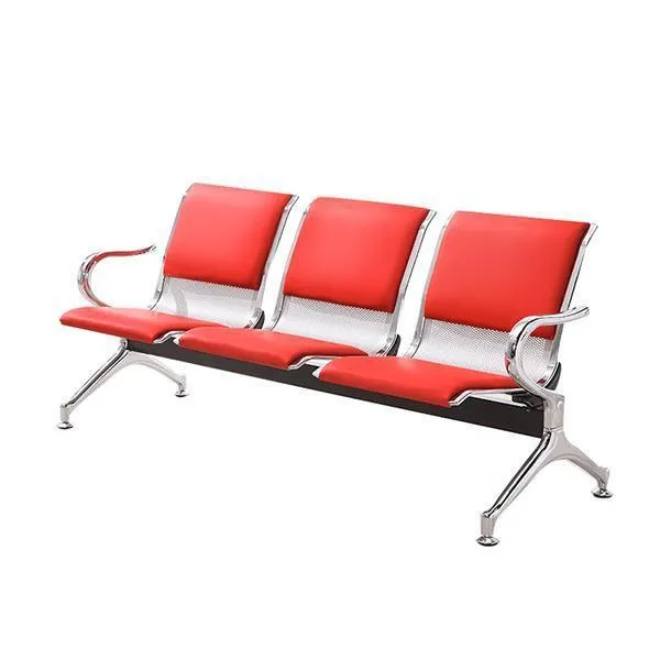 3 Seater Reception Bench-Partly Leather Red