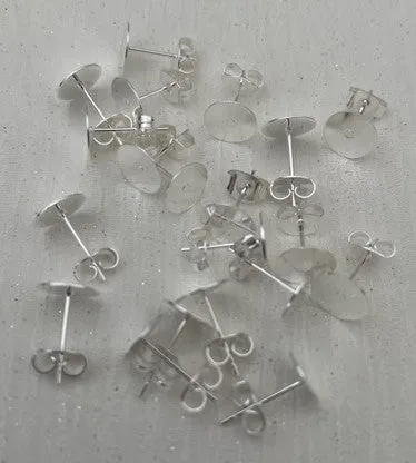 304 Stainless Steel Earring Posts & Backs Bright Silver Colour Vacuum Plated 20 Piece (10 Pair) Pack