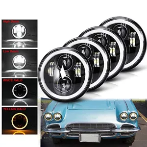 4pcs 5 3/4" 5.75 LED Headlights with High Low Beam Amber turn signal White DRL, 5 3/4 led headlight Halo Ring