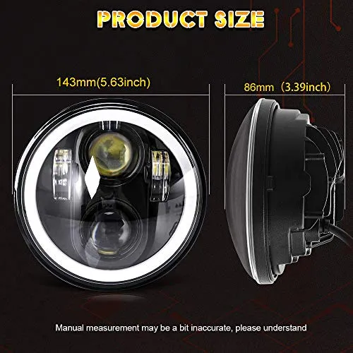 4pcs 5 3/4" 5.75 LED Headlights with High Low Beam Amber turn signal White DRL, 5 3/4 led headlight Halo Ring