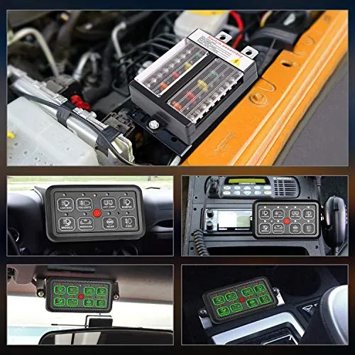 8 Gang Switch Panel Automatic Dimmable, Niwaker On-Off LED Car Switch Panel Universal Circuit Control Relay System Box Touch Switch Box with Label Stickers for Truck ATV UTV Boat Jeep Caravan Marine