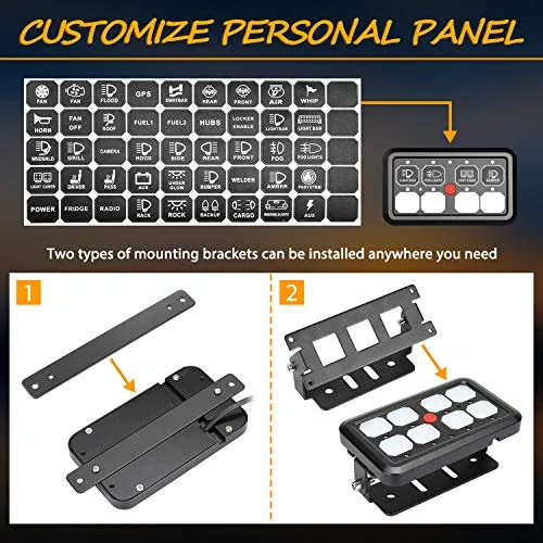 8 Gang Switch Panel Automatic Dimmable, Niwaker On-Off LED Car Switch Panel Universal Circuit Control Relay System Box Touch Switch Box with Label Stickers for Truck ATV UTV Boat Jeep Caravan Marine