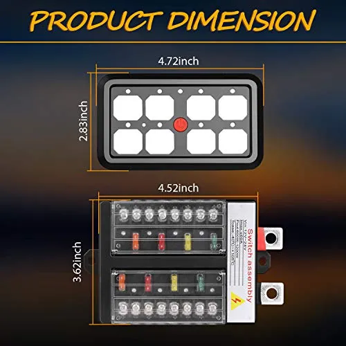 8 Gang Switch Panel Automatic Dimmable, Niwaker On-Off LED Car Switch Panel Universal Circuit Control Relay System Box Touch Switch Box with Label Stickers for Truck ATV UTV Boat Jeep Caravan Marine