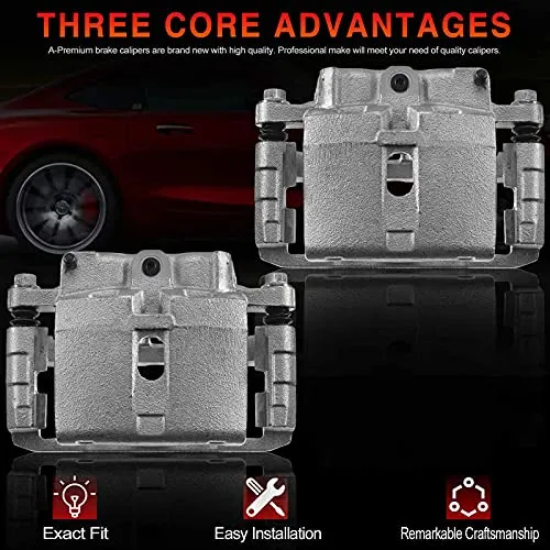 A-Premium Brake Caliper Assembly Replacement for GMC Savana 1500 2500 Sierra 1500 2500 Chevrolet Silverado 1500 2500 3500 Cadillac 2000-2013 Left and Right with 4 Wheel Disc 2-PC