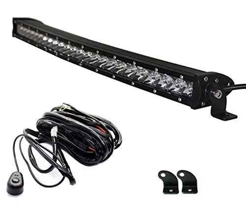 Angel ma 25 Inch 120W Curved Cree Led Bar Spot Flood Combo Beam Offroad for Trucks 4x4 Radius GOG Trucks UTV SUV 4x4 Polaris Razor 1000 Tractor Marine Raptor RZR with Wiring Harness Kits