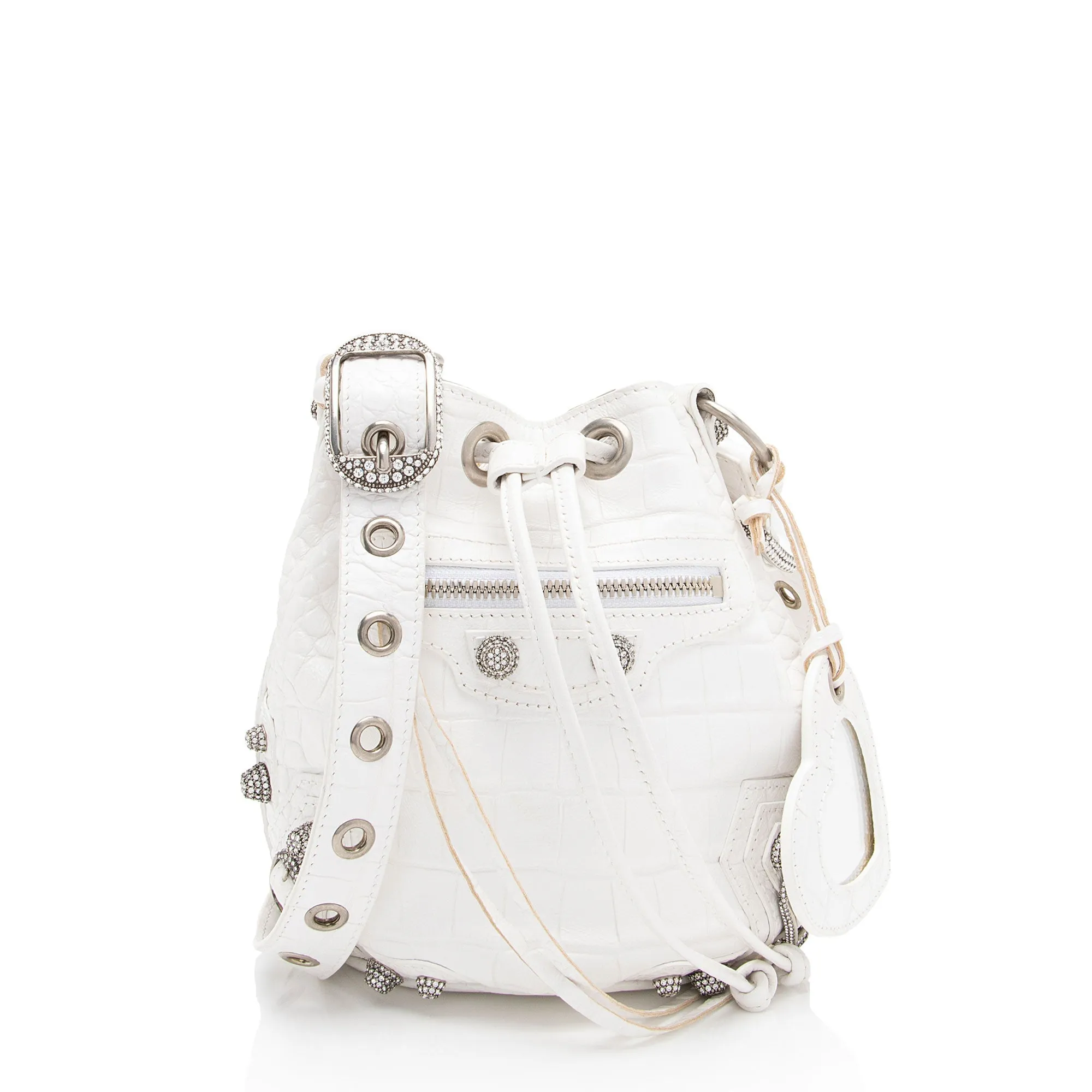 Balenciaga Croc Embossed Crystal Le Cagole XS Bucket Bag