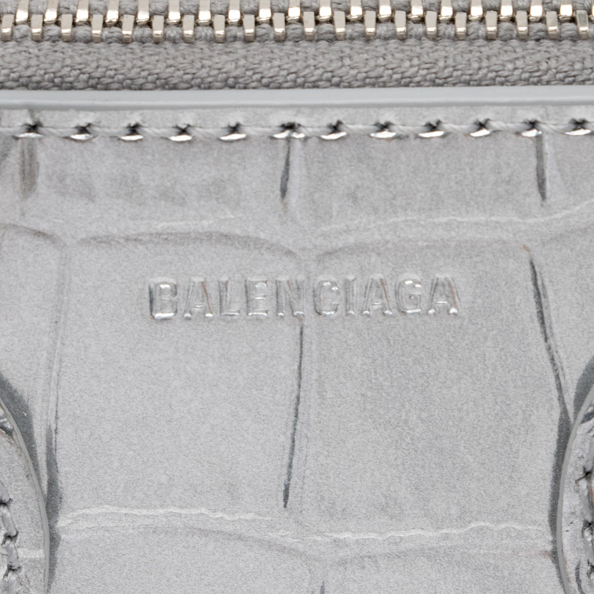 Balenciaga Metallic Croc Embossed Ville Mini Top Handle