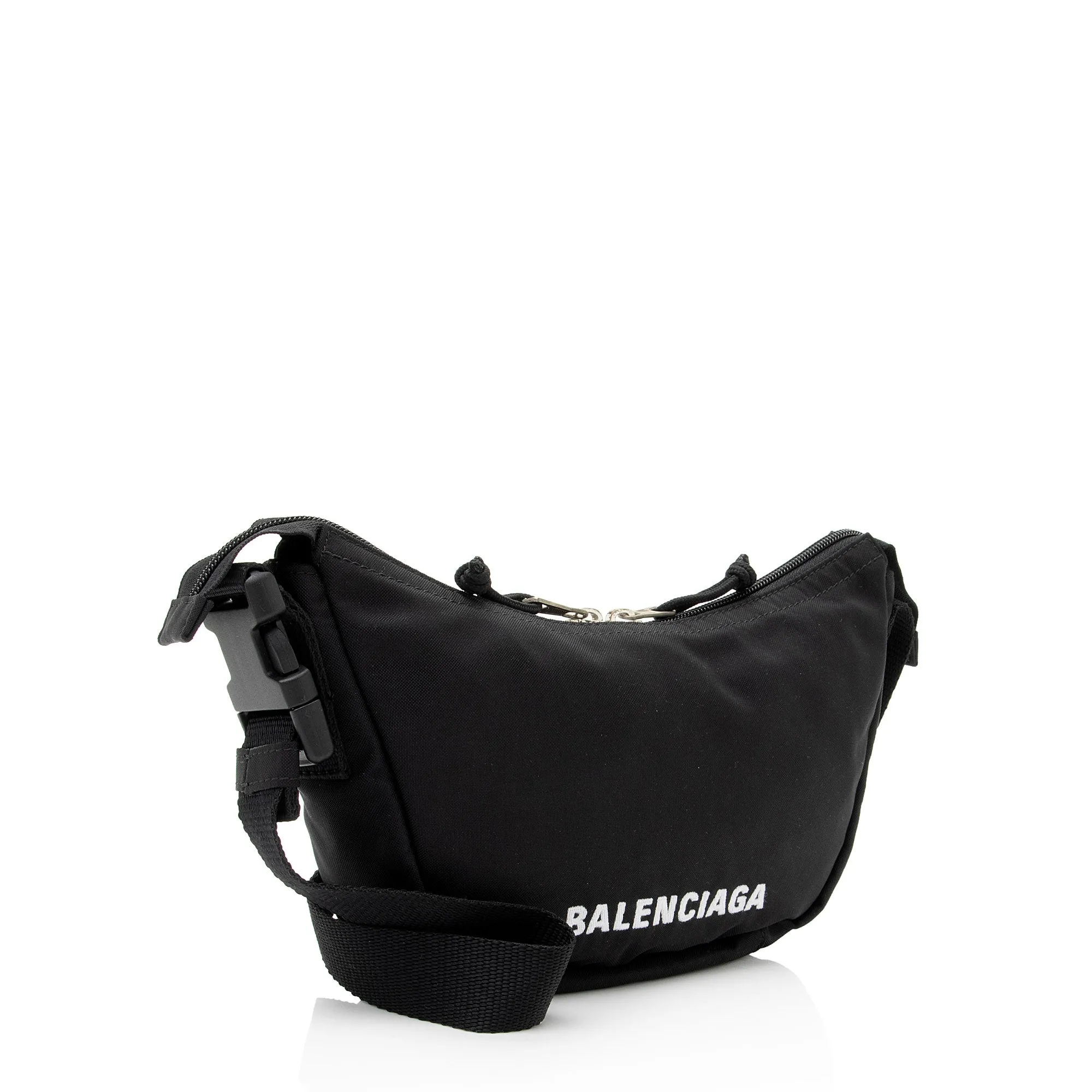 Balenciaga Recycled Nylon Logo Wheel Shoulder Bag