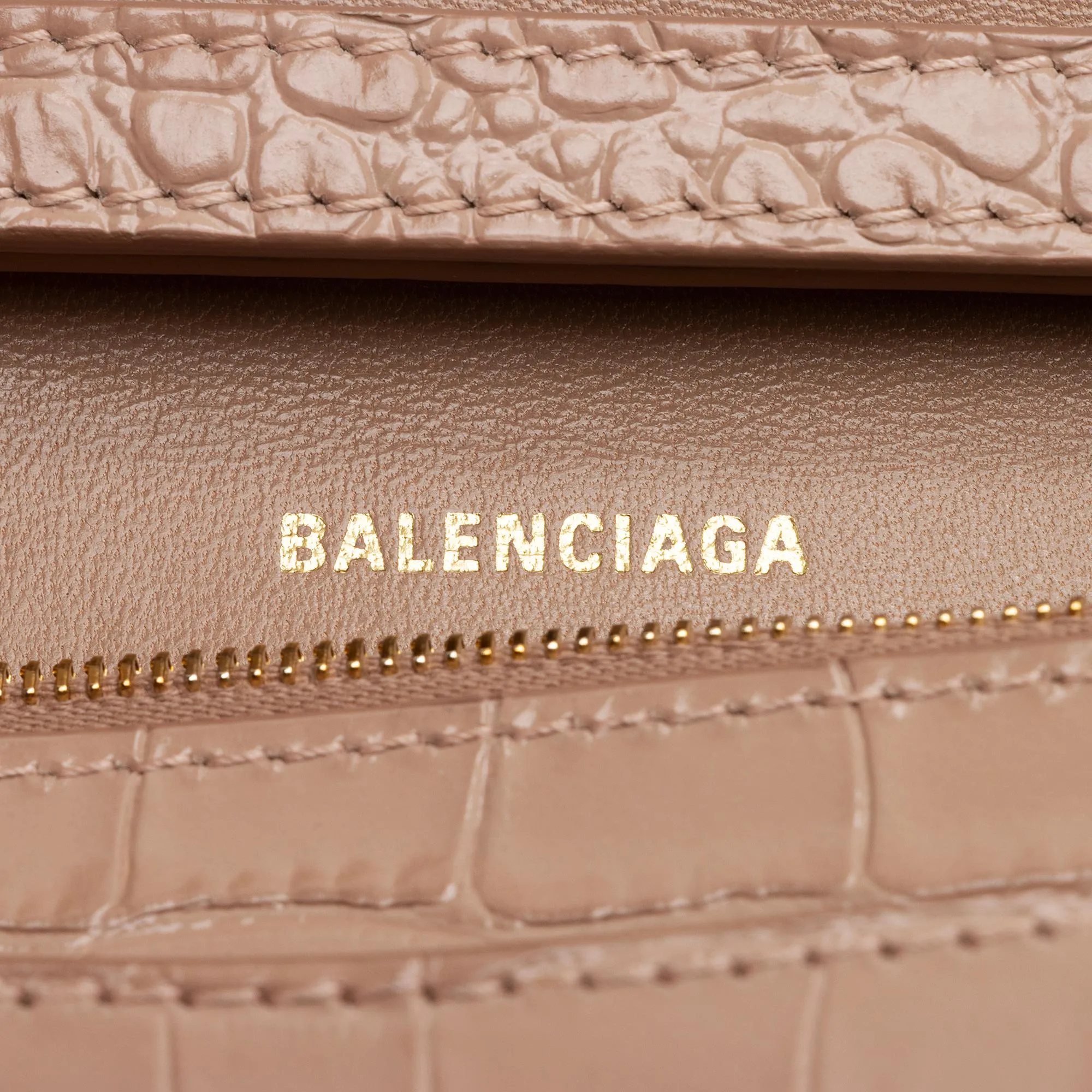 Balenciaga Shiny Croc Embossed Calfskin Hourglass Chain Bag