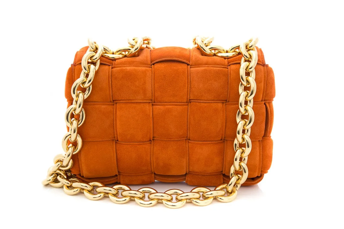 Bottega Veneta Rust Suede "Chain Cassette"  Handbag