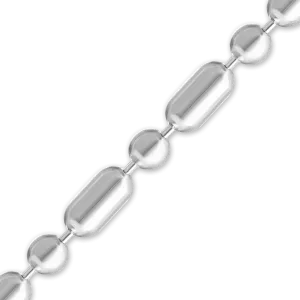 Bulk / Spooled Alternating Cylinder / Round Bead Chain in Sterling Silver (1.20 mm - 2.50 mm)