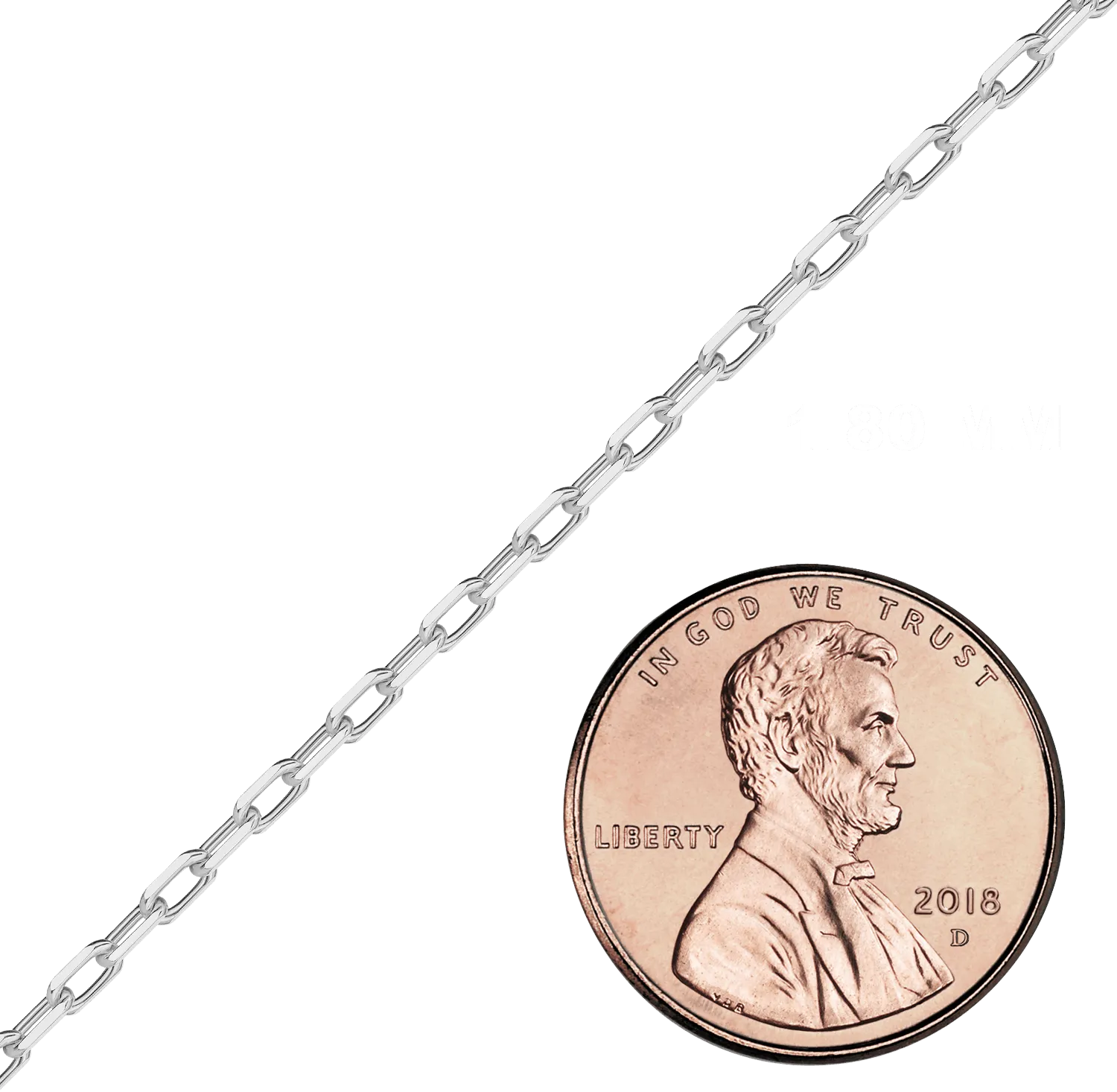 Bulk / Spooled Elongated Diamond Cut Cable Chain in Sterling Silver (1.80 mm - 2.50 mm)