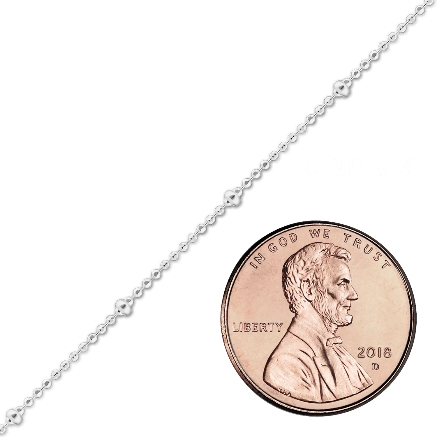 Bulk / Spooled Triple Beaded Stud (Satellite) Chain in Sterling Silver (0.90 mm)