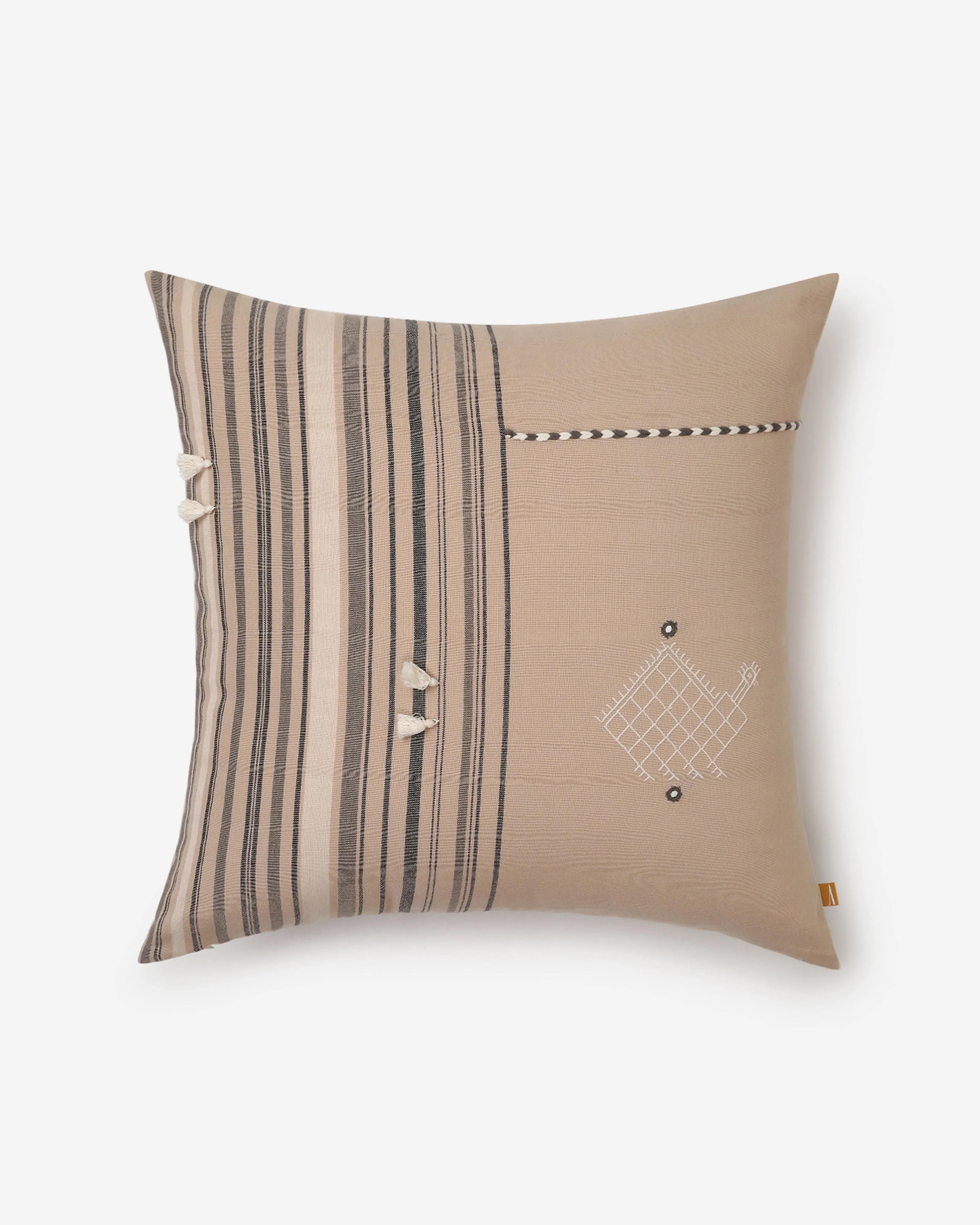 Camel Extra Weft Cotton Cushion Cover