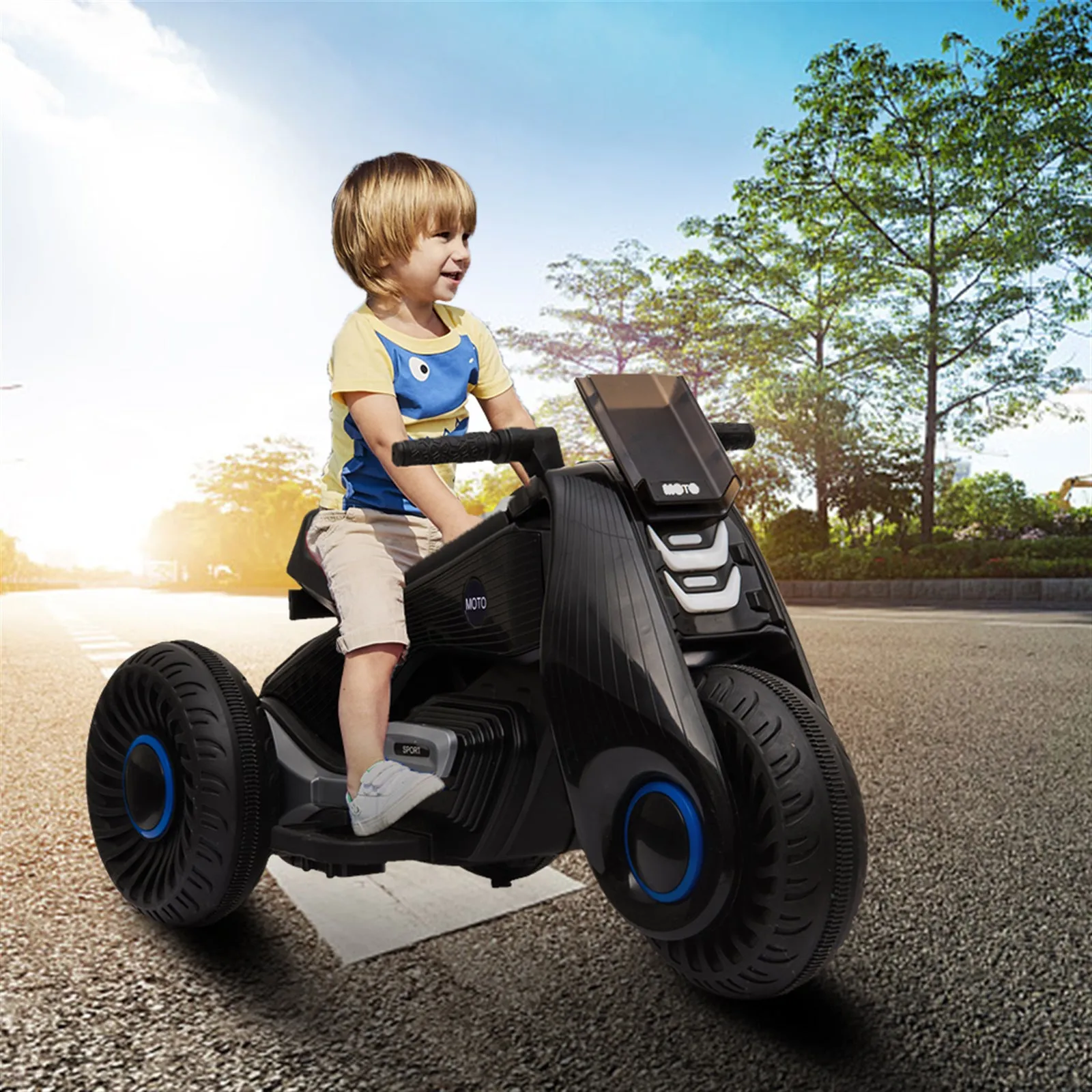 Children's Electric Motorcycle 3 Wheels Double Drive