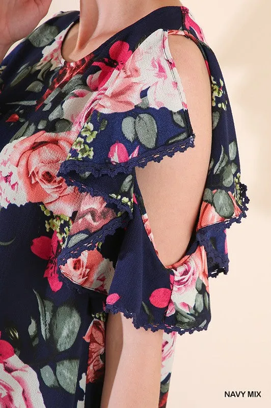 Cold Shoulder Floral Dress