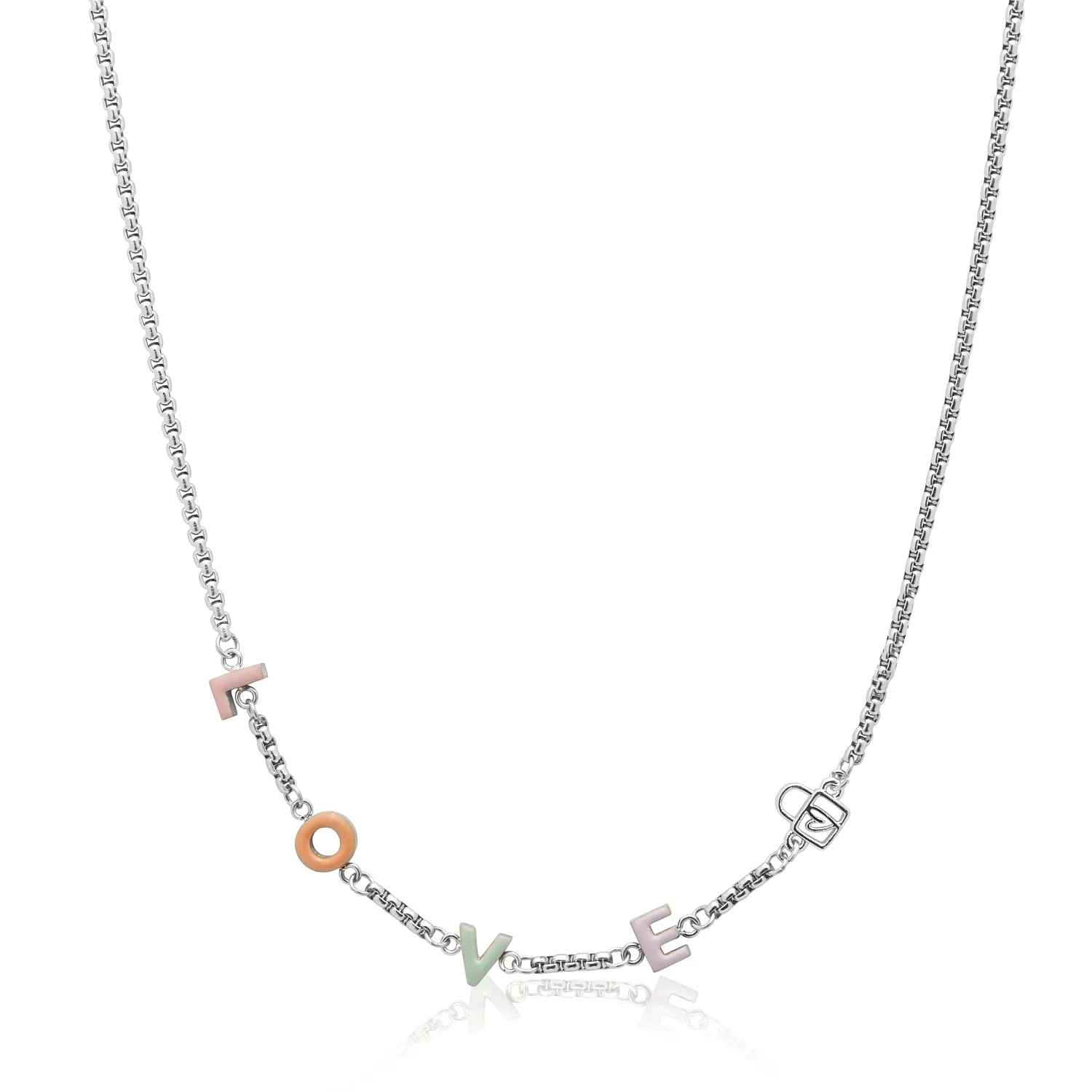 Custom Enamel Name Necklace (Silver)