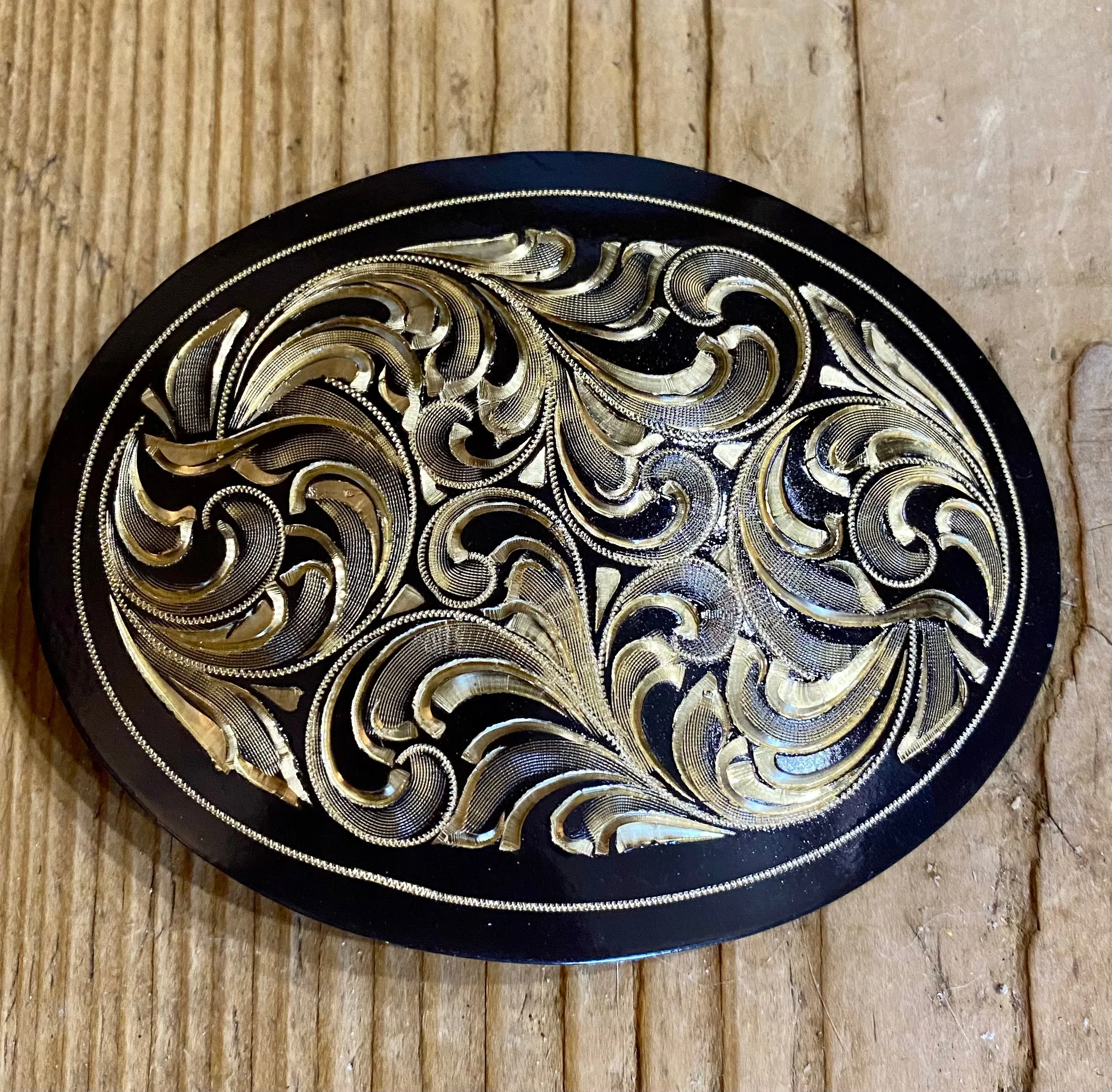 Gold Engraved Belt Buckle