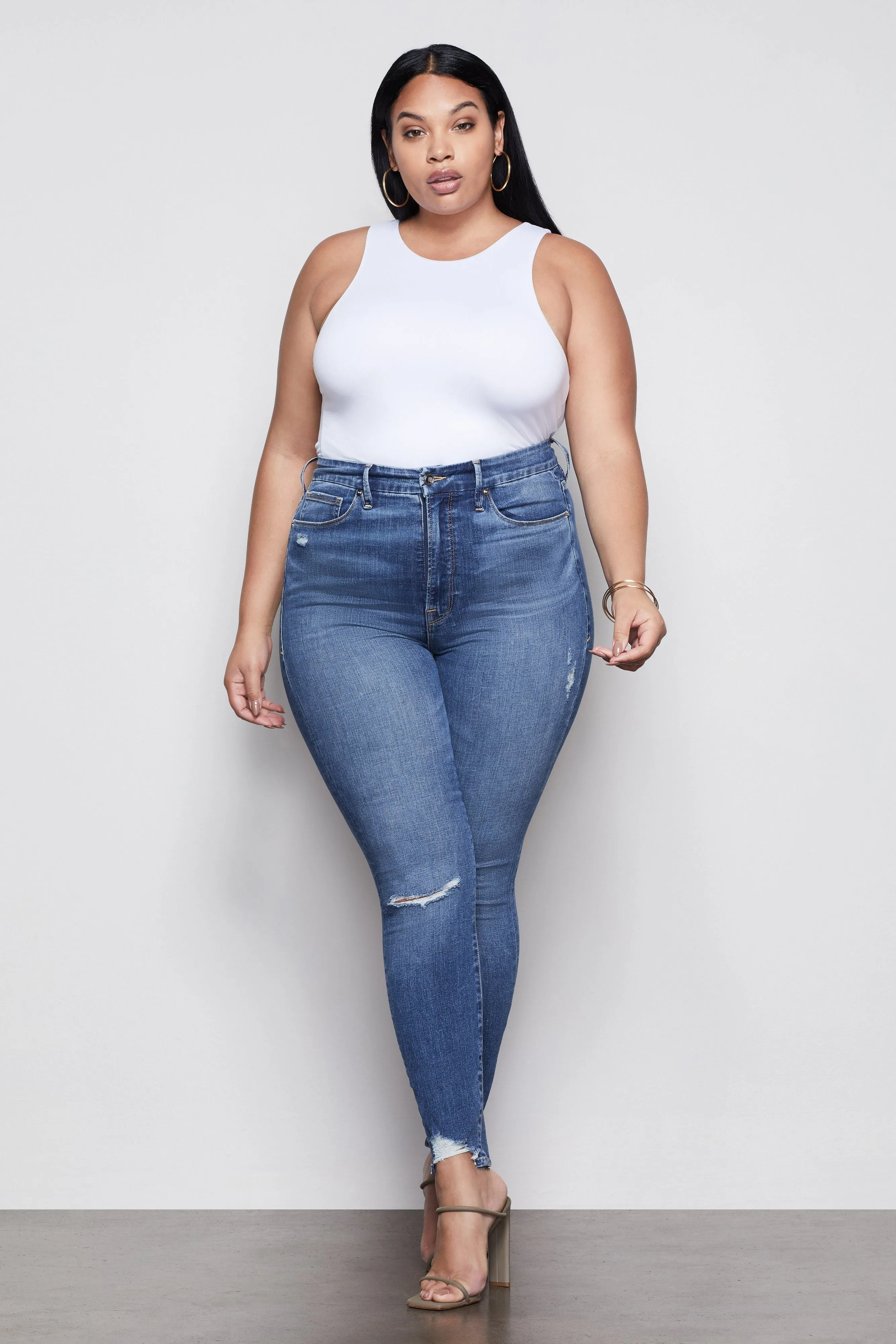 GOOD WAIST CHEWED HEM | BLUE349