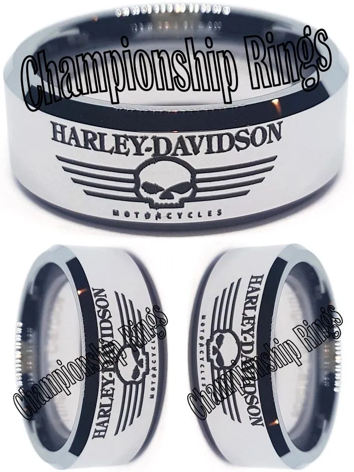 Harley Davidson Ring Wedding Band 8mm Silver Tungsten Ring #harleydavidson