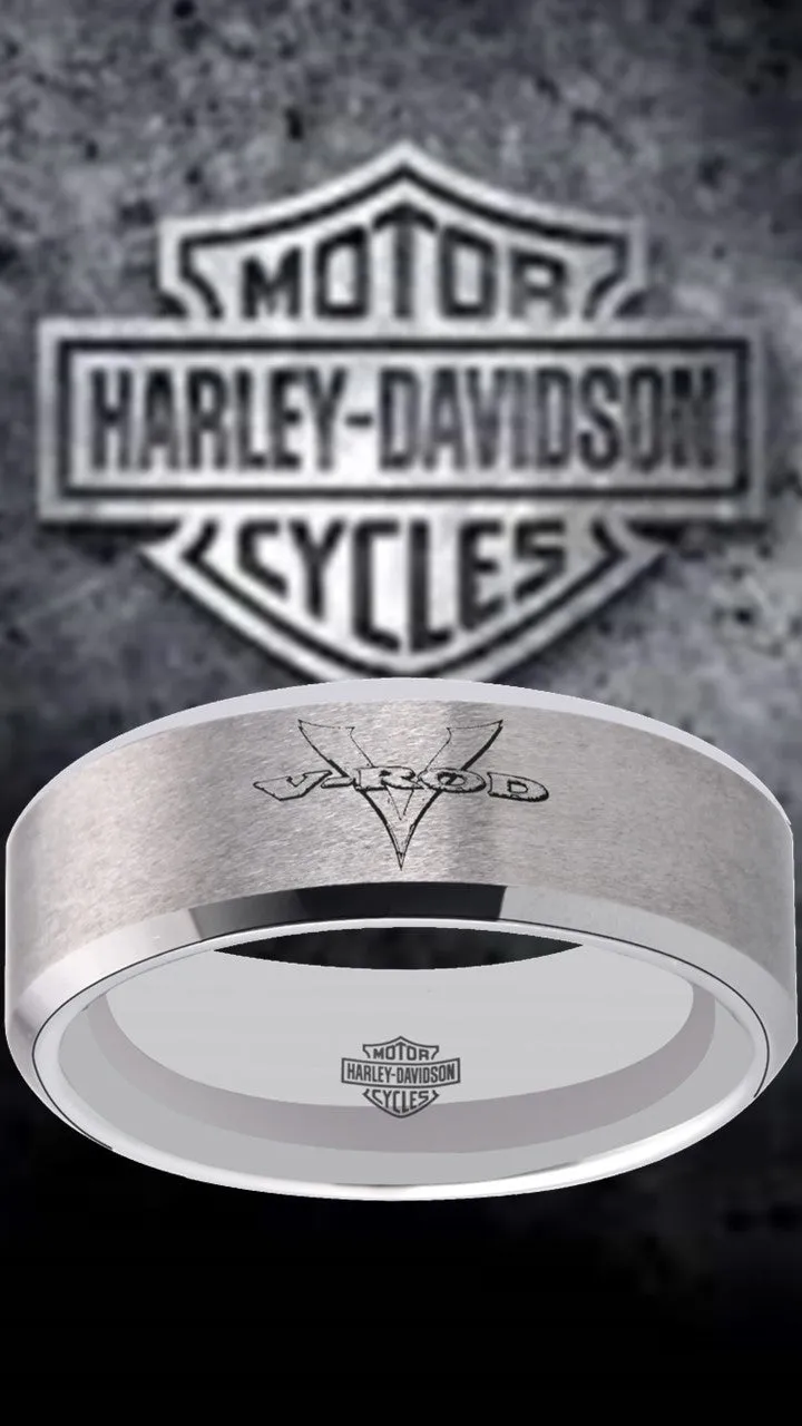 Harley Davidson Ring Wedding Ring Silver Black V-Rod Ring #harleydavidson