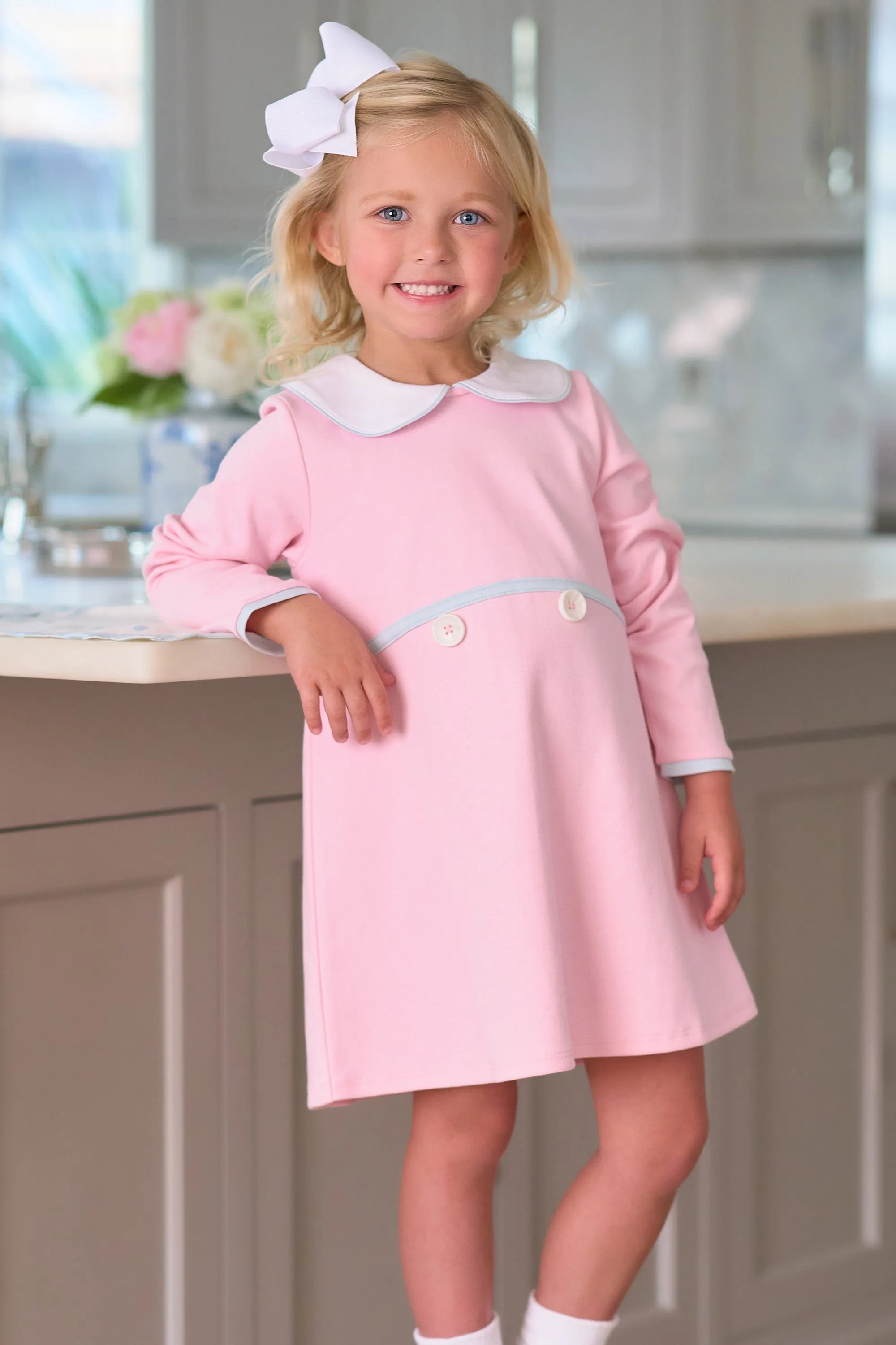 Lindy's Lunch Dress - Palm Beach Pink with Buckhead Blue and Worth Avenue White