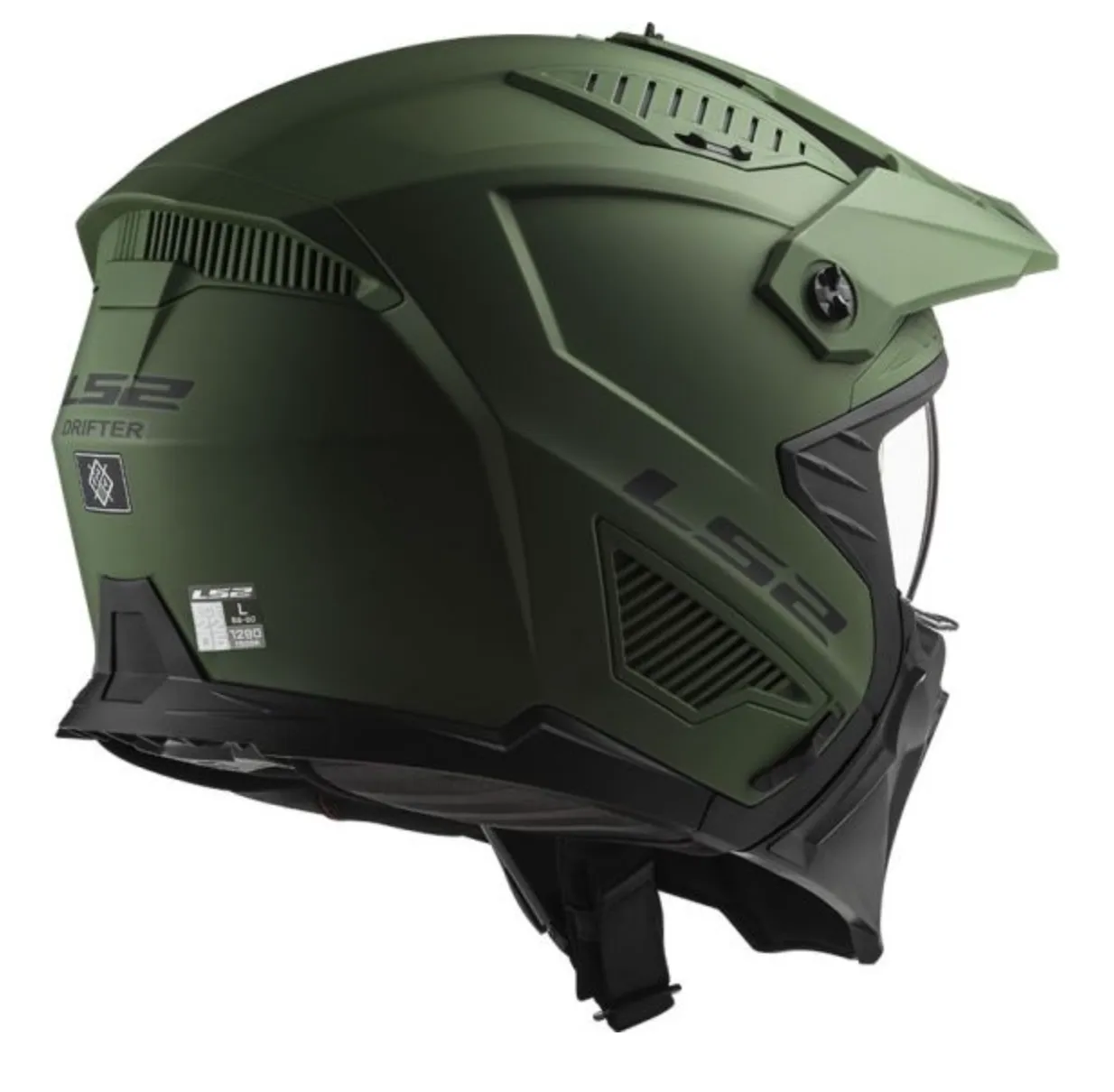 LS2 FF606 Drifter Full / Open Face Motorcycle Helmet Matt Military Green