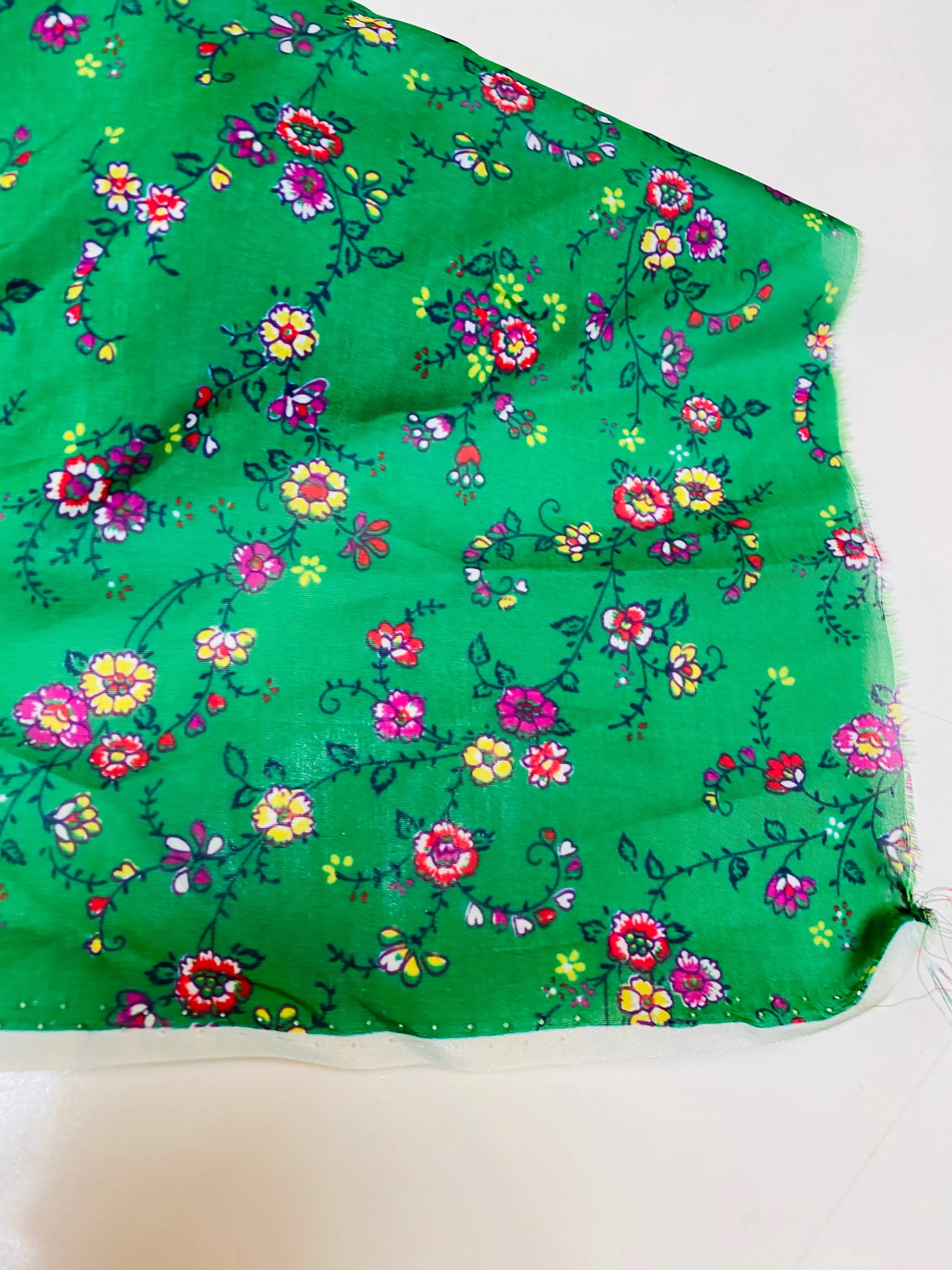 NEW Designer Green Cotton Silk Floral Woven Dress Shirt Fabric