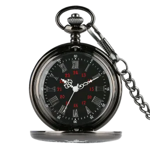 Perfect Black Roman Quartz Pocket Watch