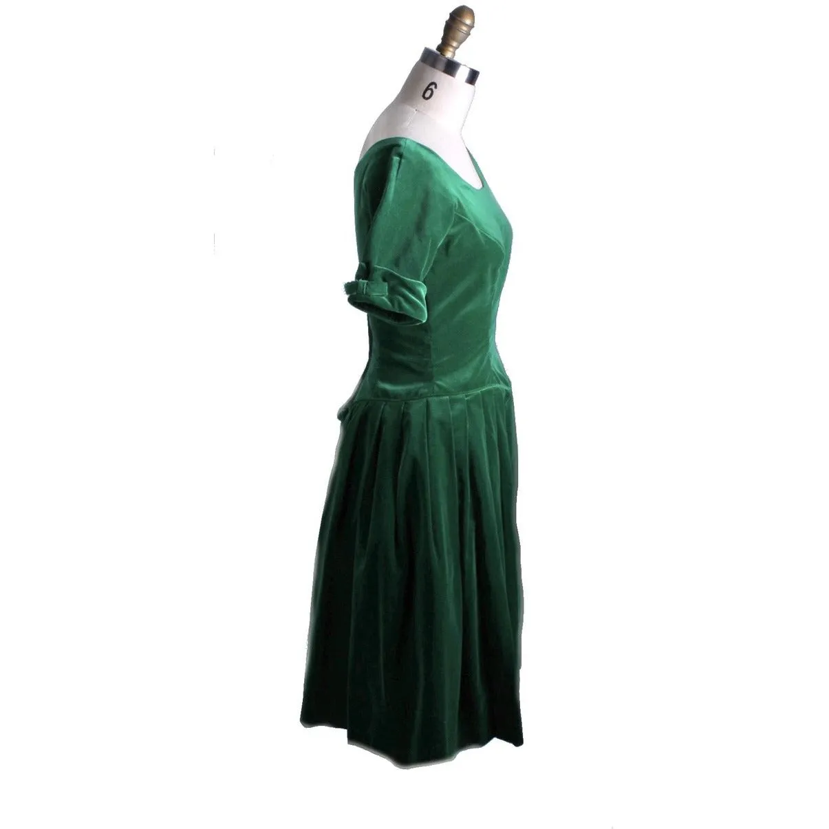 Retro 1950s Vintage Emerald Green Velvet Party Dress 1950S  S Joy Time