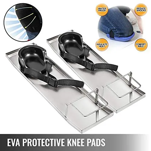 VEVOR Concrete Knee Boards Slider Knee Boards 30'' x 8'' Kneeler Board Stainless Steel Kneedboards Concrete Sliders Pair Moving Sliders w/Concrete Knee Pads & Board Straps for Concrete Finishing