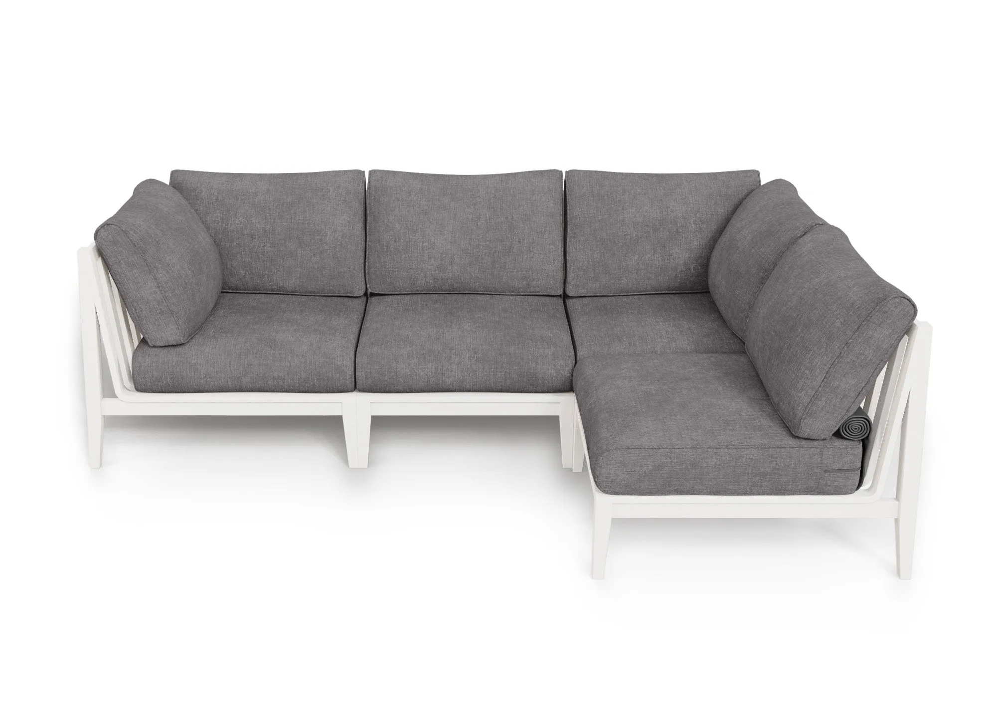 White Aluminum Outdoor L Sectional - 4 Seat